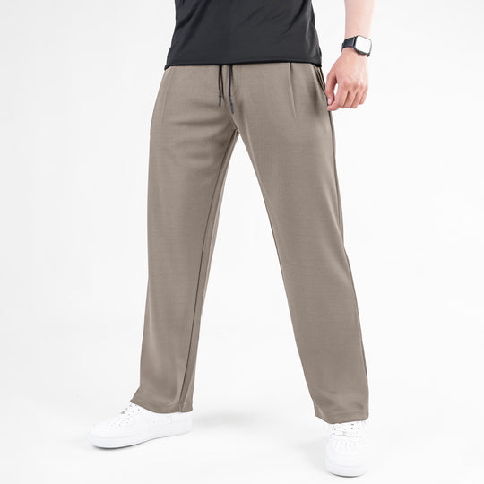 Khaki Loose Fit Pleated Trousers