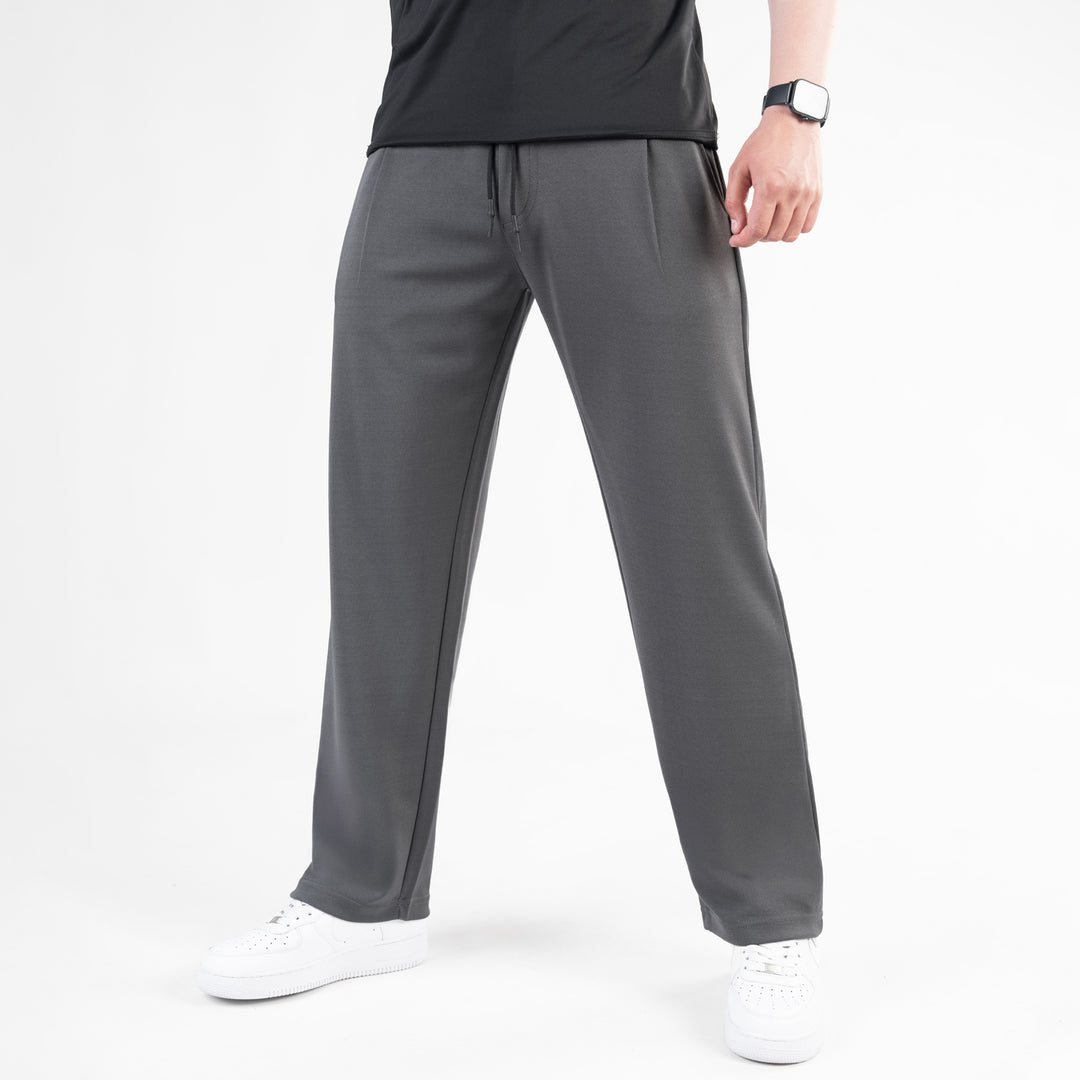 Dark Gray Loose Fit Pleated Trousers