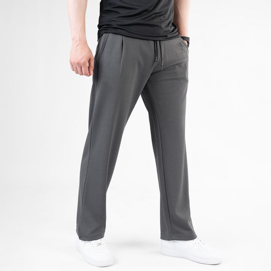 Dark Gray Loose Fit Pleated Trousers