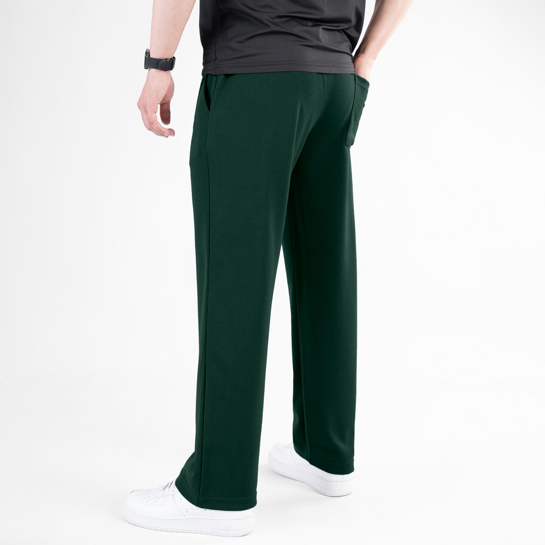Dark Green Loose Fit Pleated Trousers