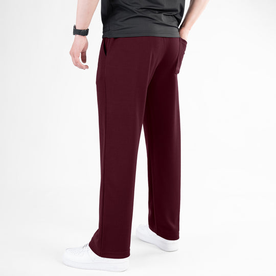 Maroon Loose Fit Pleated Trousers