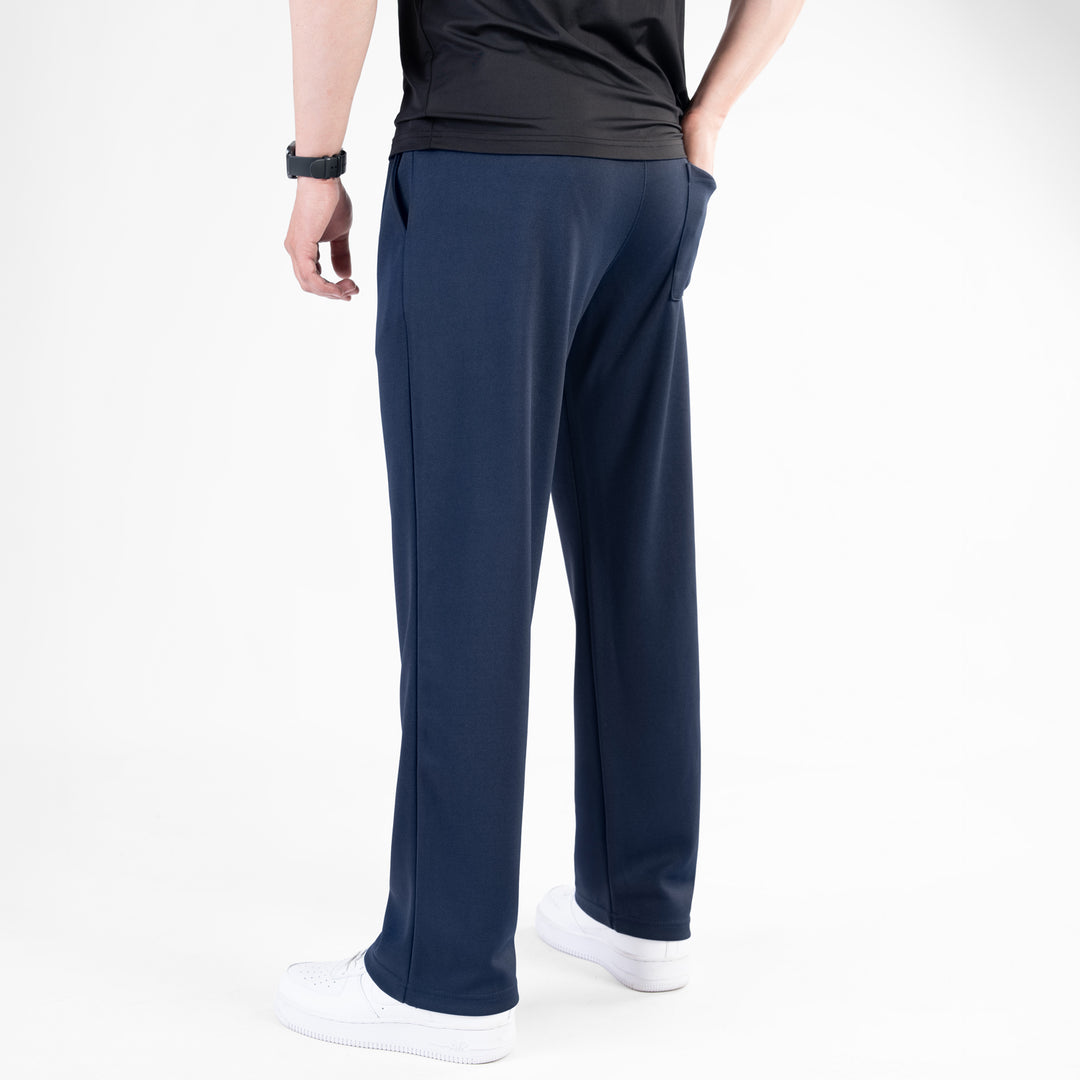 Navy Loose Fit Pleated Trousers