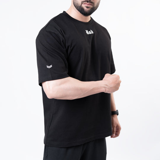 Black Rad Logo Double Printed Oversize T-Shirt