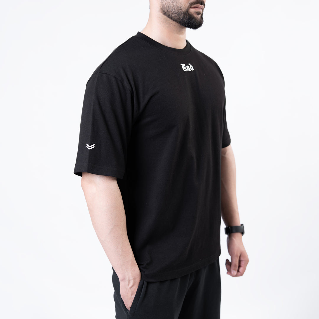 Black Rad Logo Double Printed Oversize T-Shirt