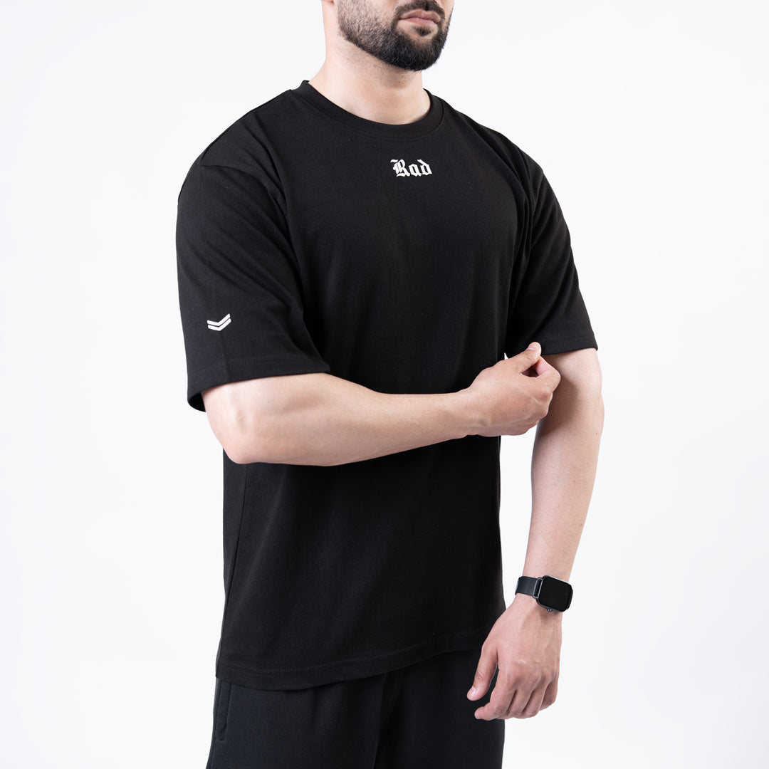Black Rad Logo Double Printed Oversize T-Shirt