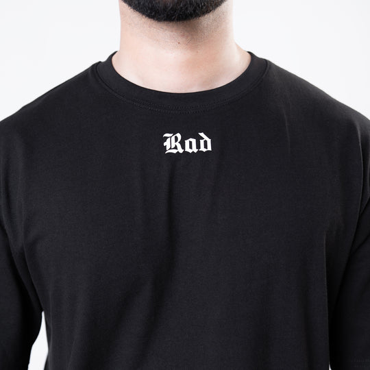 Black Rad Logo Double Printed Oversize T-Shirt