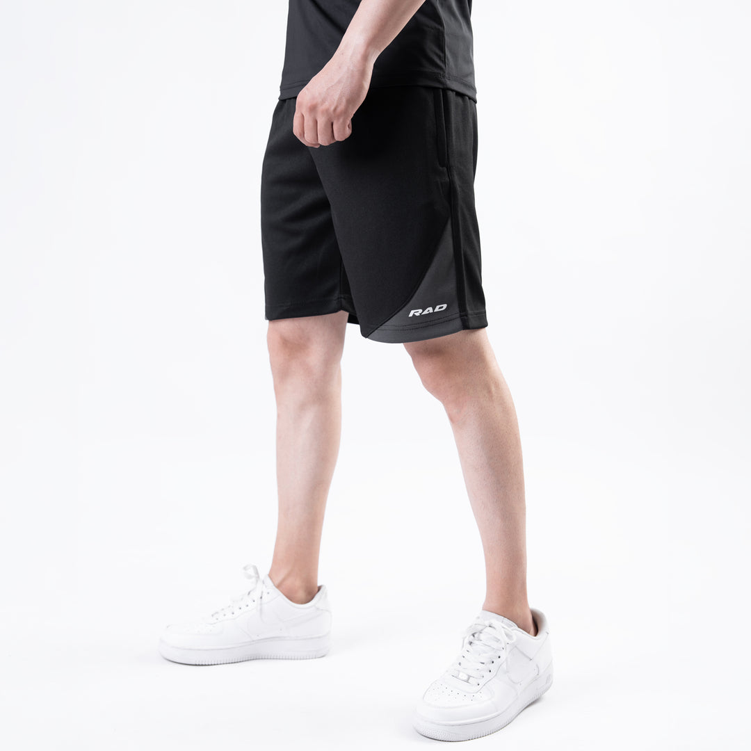 Black Quick Dry Shorts with Slash Gray Front Panel