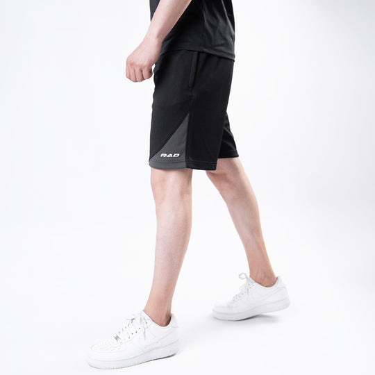 Black Quick Dry Shorts with Slash Gray Front Panel