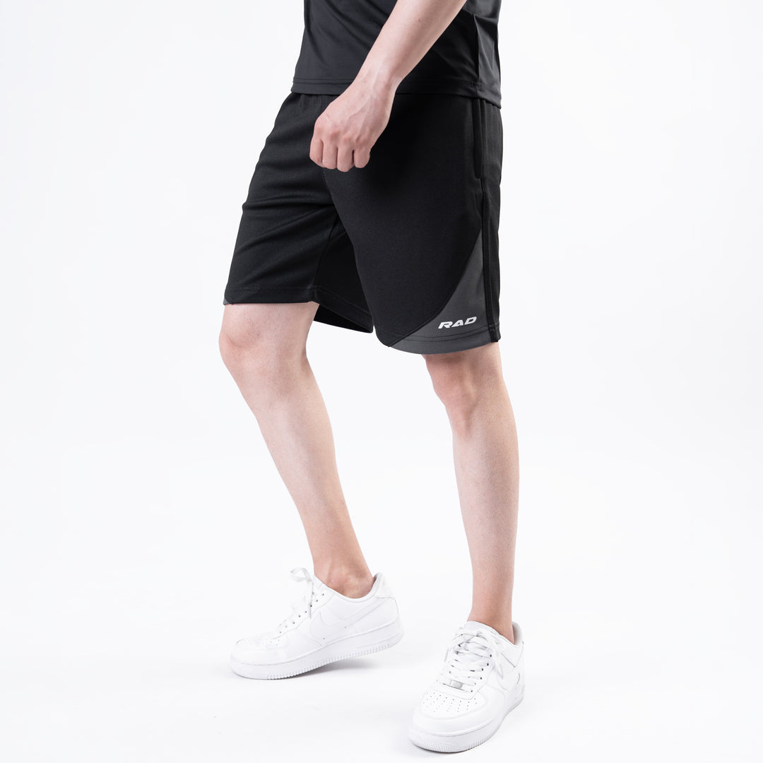 Black Quick Dry Shorts with Slash Gray Front Panel