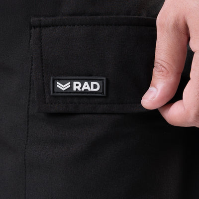 Black Baggy Fit Lycra Terry Cargo Shorts
