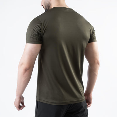 Olive 4-Way Stretch Training T-Shirt with Reflective Logo
