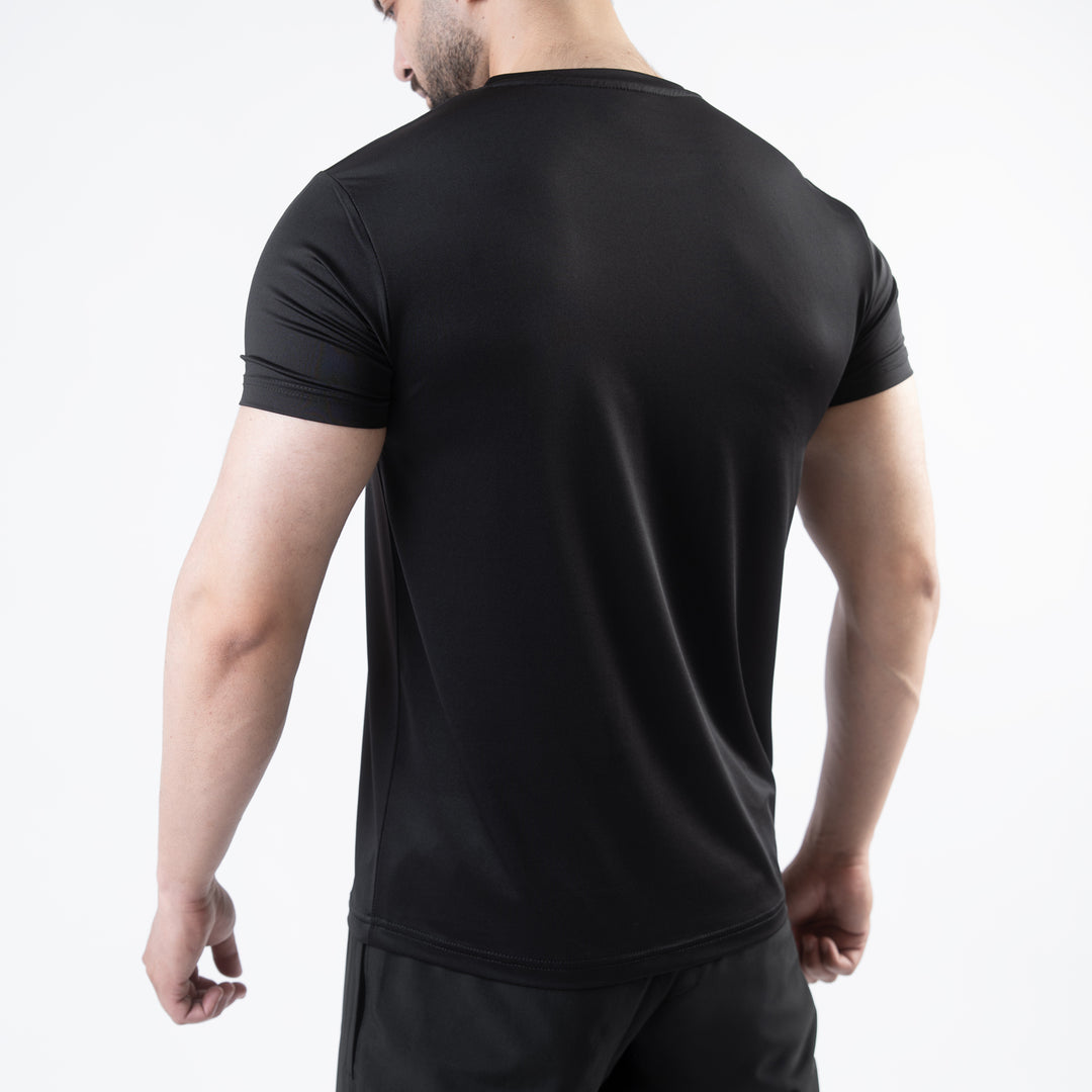 Black 4-Way Stretch Training T-Shirt with Reflective Logo
