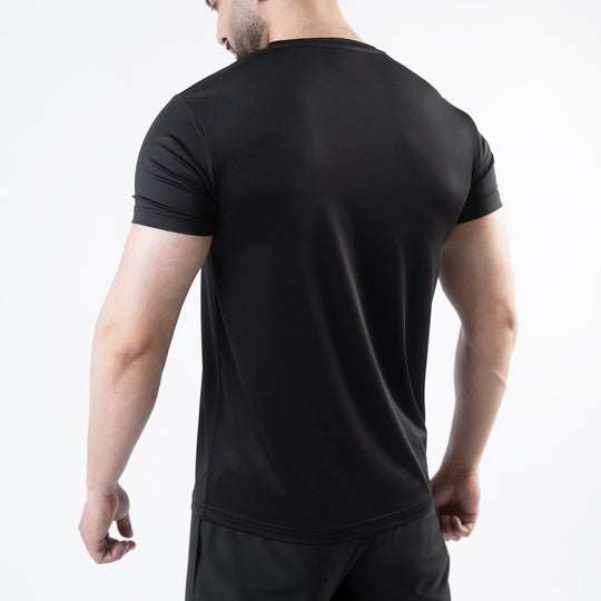 Black 4-Way Stretch Training T-Shirt with Reflective Logo