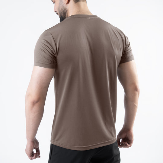 Khaki 4-Way Stretch Training T-Shirt with Reflective Logo