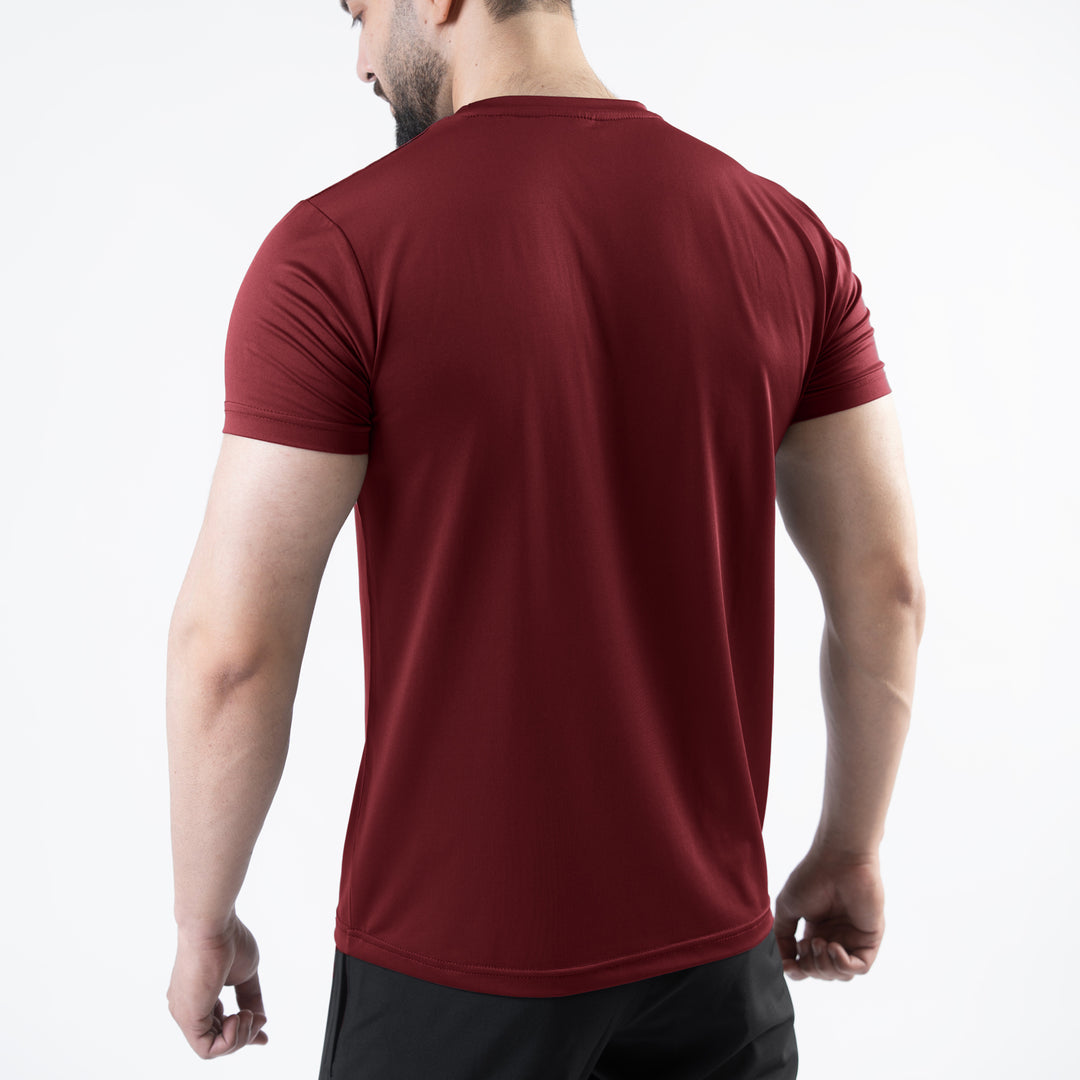Maroon 4-Way Stretch Training T-Shirt with Reflective Logo