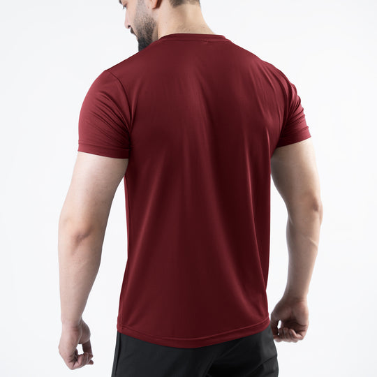 Maroon 4-Way Stretch Training T-Shirt with Reflective Logo