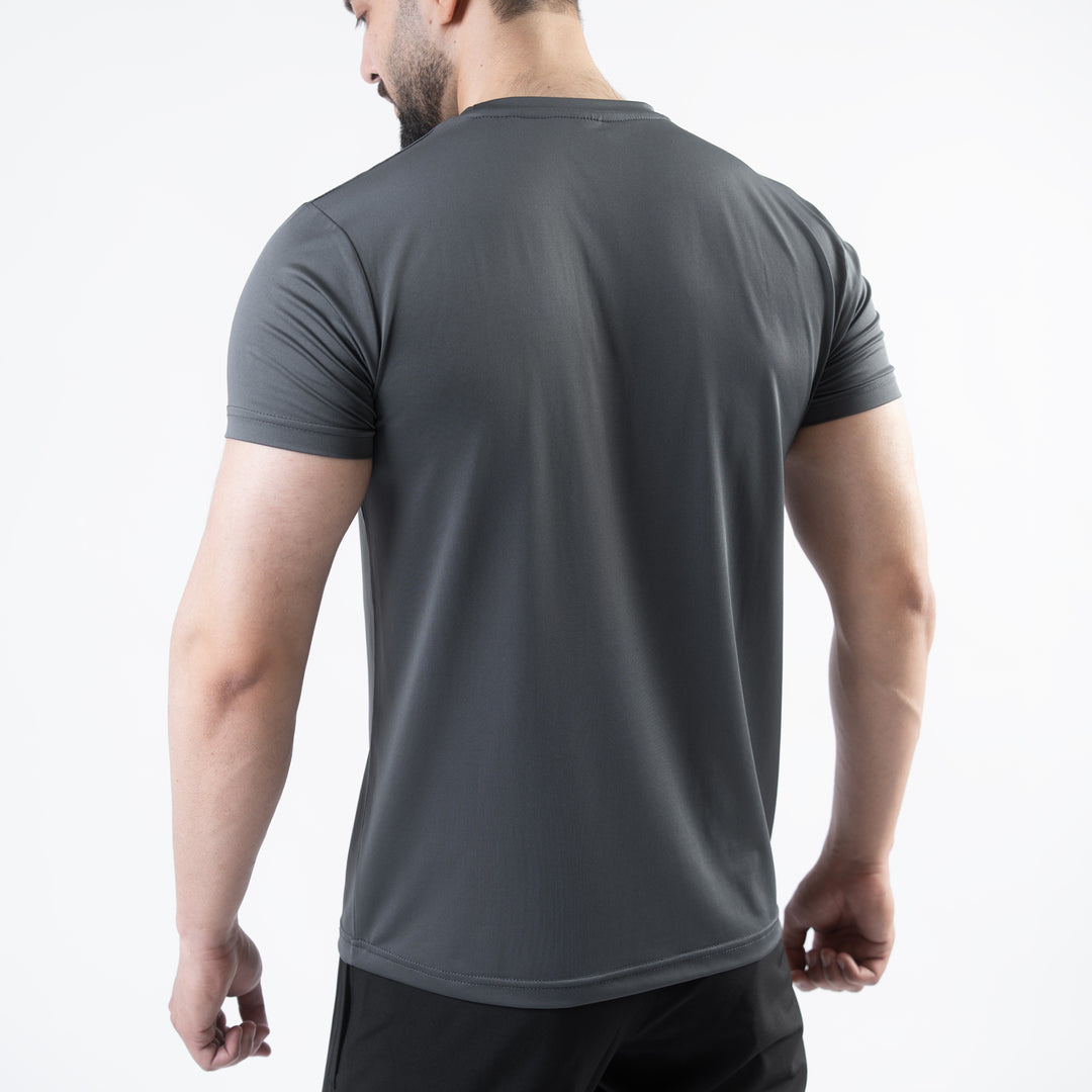 Gray 4-Way Stretch Training T-Shirt with Reflective Logo