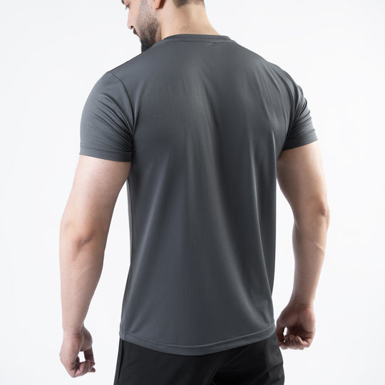 Gray 4-Way Stretch Training T-Shirt with Reflective Logo