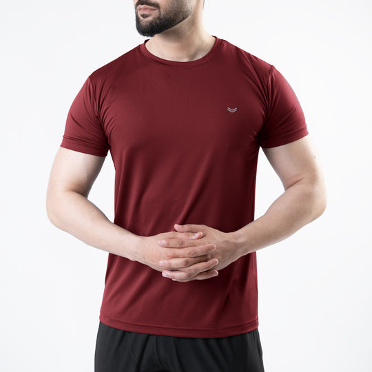 Maroon 4-Way Stretch Training T-Shirt with Reflective Logo