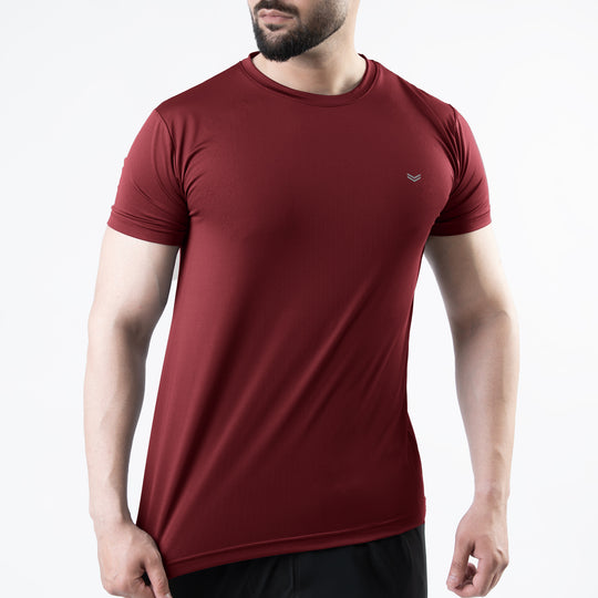 Maroon 4-Way Stretch Training T-Shirt with Reflective Logo
