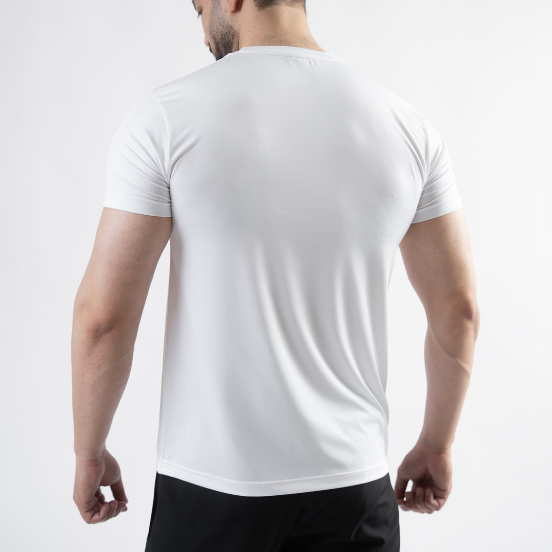 White 4-Way Stretch Training T-Shirt with Reflective Logo