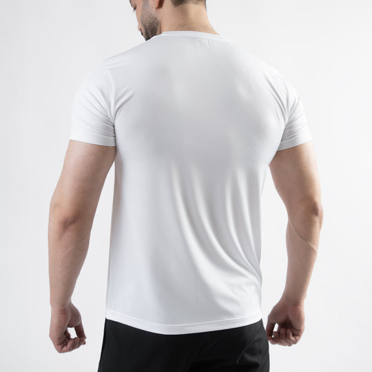 White 4-Way Stretch Training T-Shirt with Reflective Logo