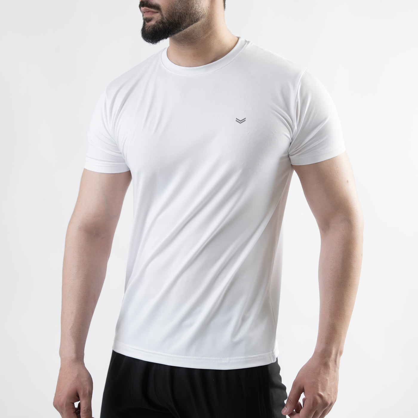 White 4-Way Stretch Training T-Shirt with Reflective Logo