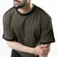 Olive Oversize Ringer T-Shirt with Black Panels