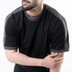 Black Oversize Ringer T-Shirt with Gray Panels