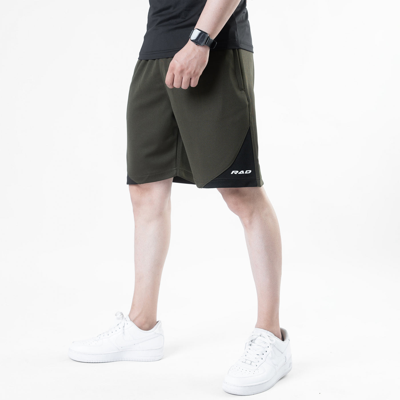 Olive Quick Dry Shorts with Slash Black Front Panel