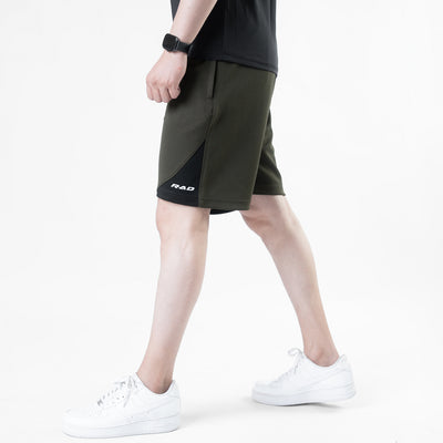 Olive Quick Dry Shorts with Slash Black Front Panel