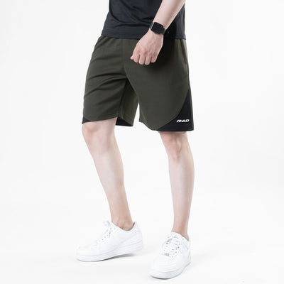 Olive Quick Dry Shorts with Slash Black Front Panel