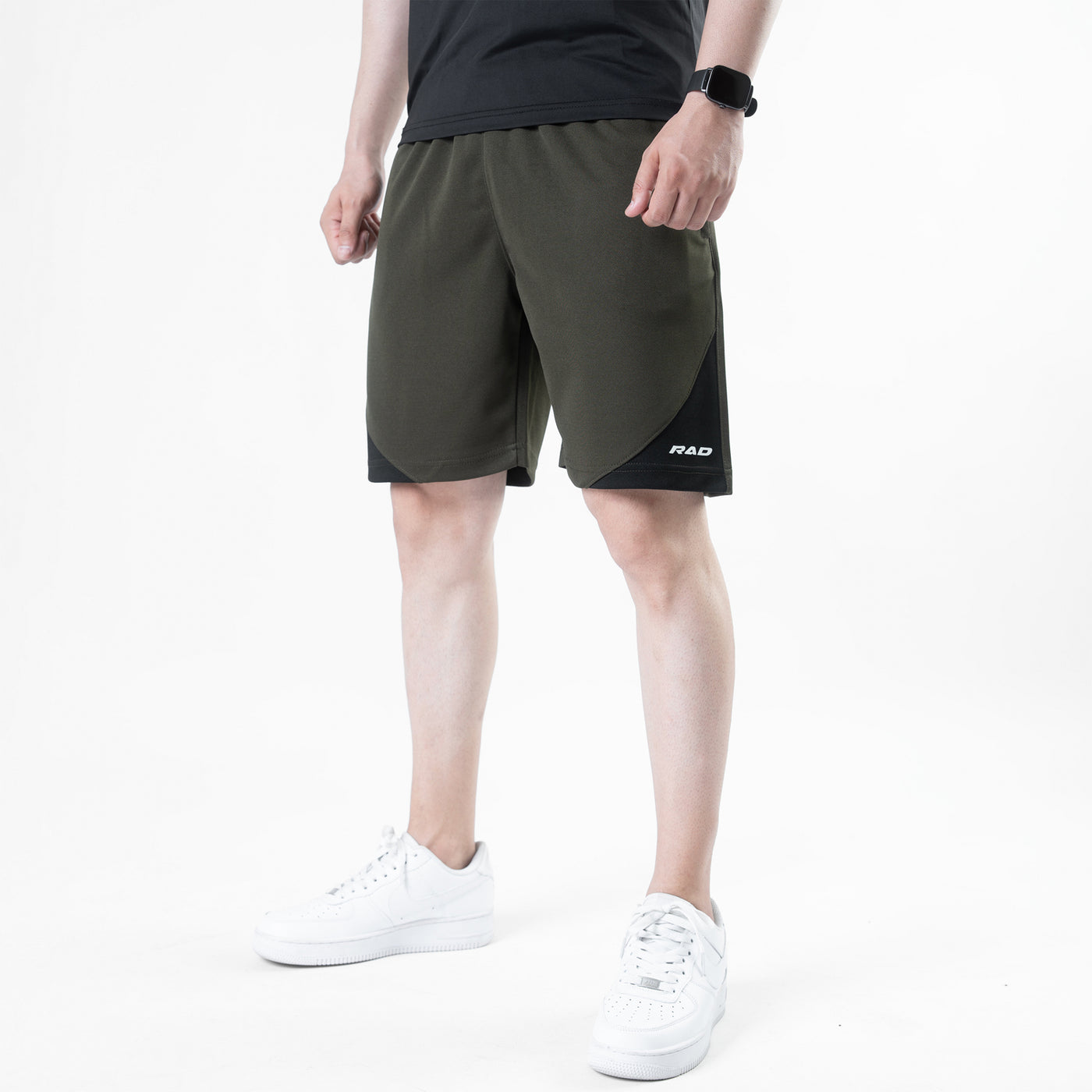 Olive Quick Dry Shorts with Slash Black Front Panel
