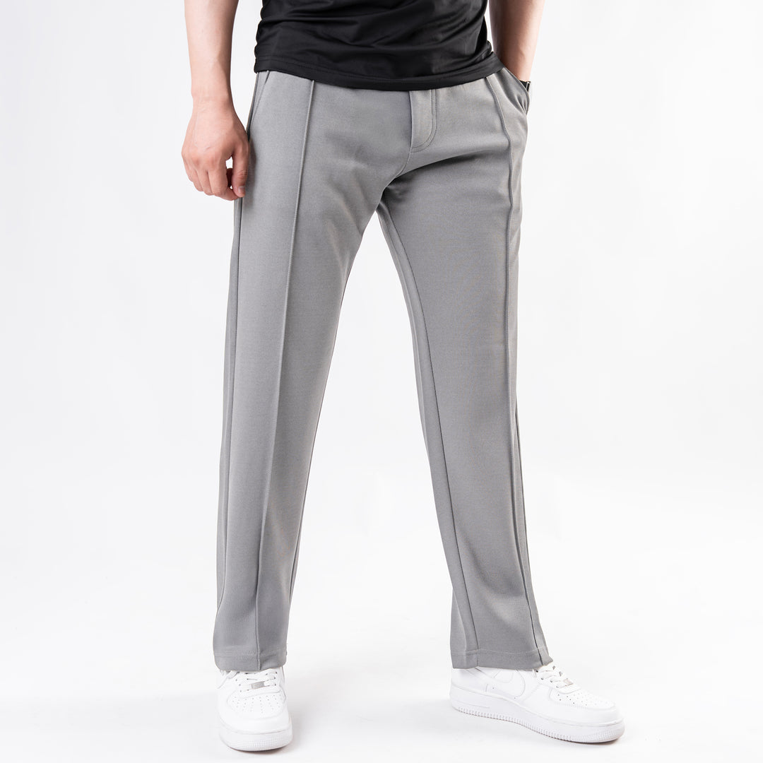 Silver Gray Loose Fit Front Stitch Trousers