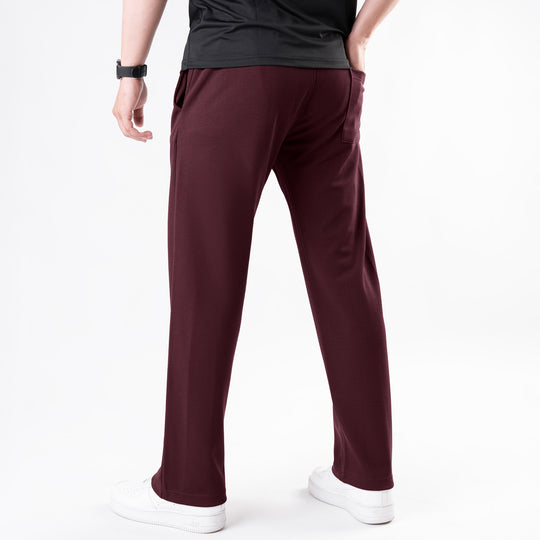 Wine Maroon Loose Fit Front Stitch Trousers