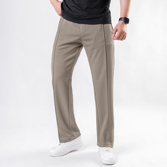 Khaki Loose Fit Front Stitch Trousers