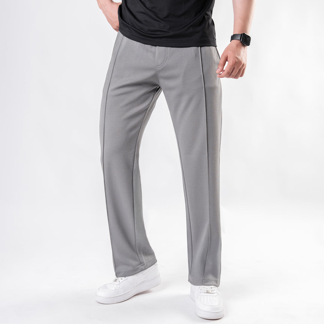 Silver Gray Loose Fit Front Stitch Trousers