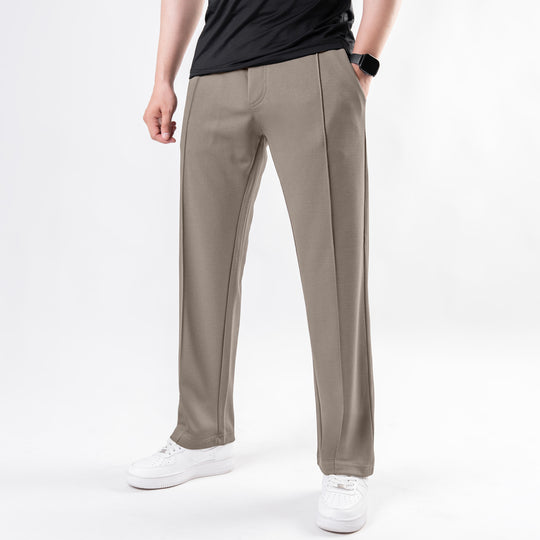Khaki Loose Fit Front Stitch Trousers