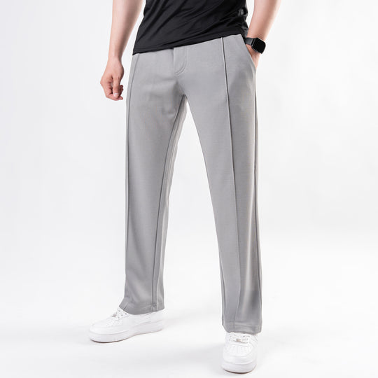 Silver Gray Loose Fit Front Stitch Trousers