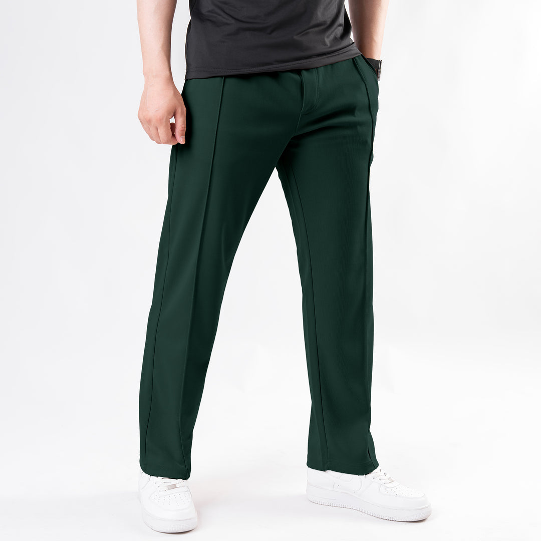 Dark Green Loose Fit Front Stitch Trousers