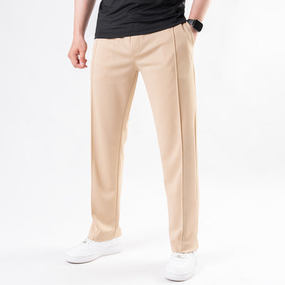 Beige Loose Fit Front Stitch Trousers