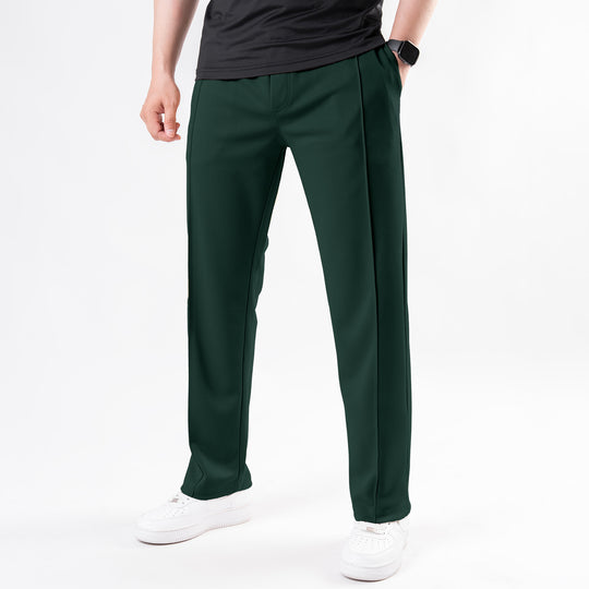 Dark Green Loose Fit Front Stitch Trousers