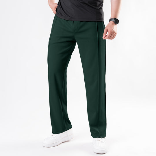 Dark Green Loose Fit Front Stitch Trousers