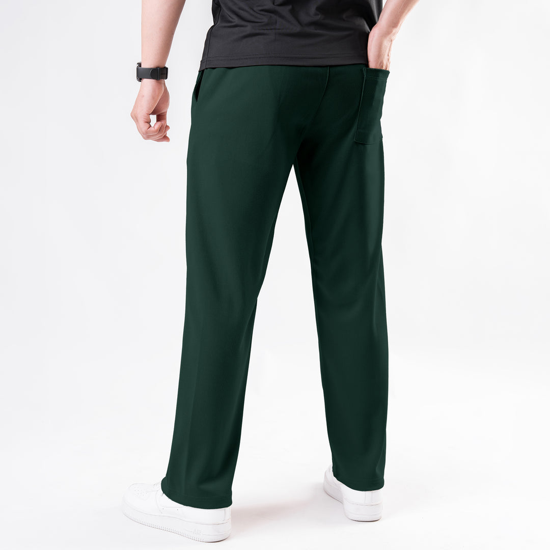 Dark Green Loose Fit Front Stitch Trousers