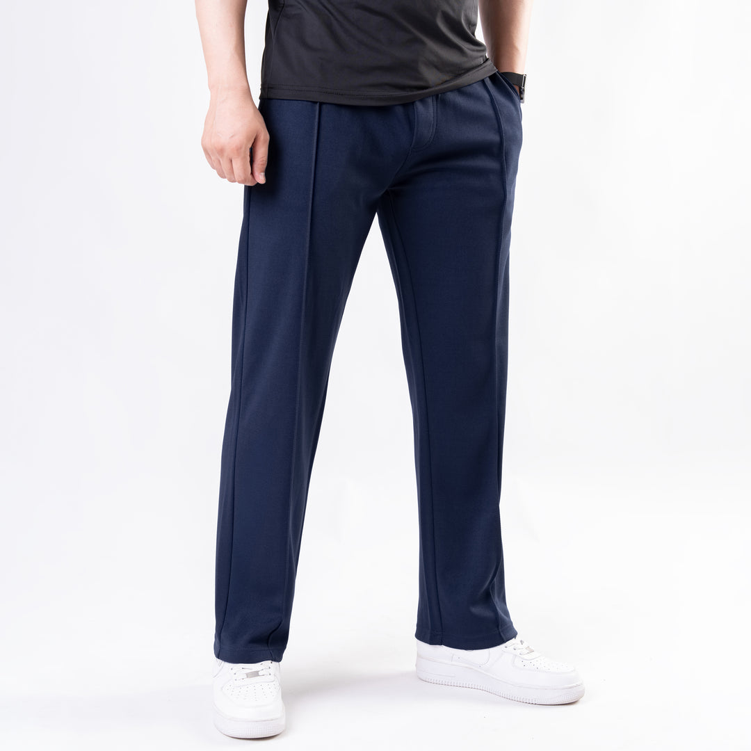 Navy Loose Fit Front Stitch Trousers