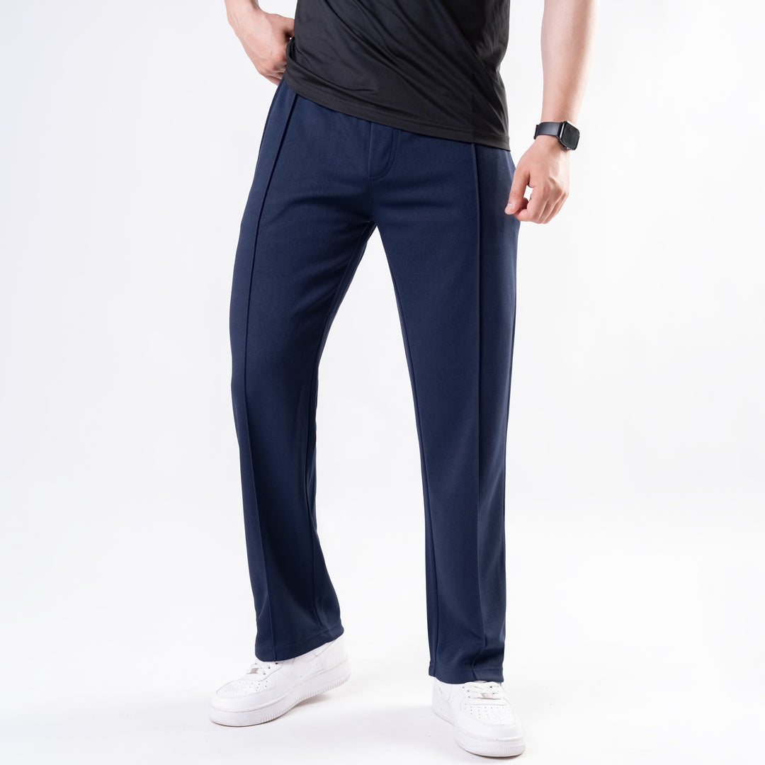 Navy Loose Fit Front Stitch Trousers