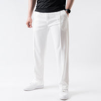 White Loose Fit Front Stitch Trousers
