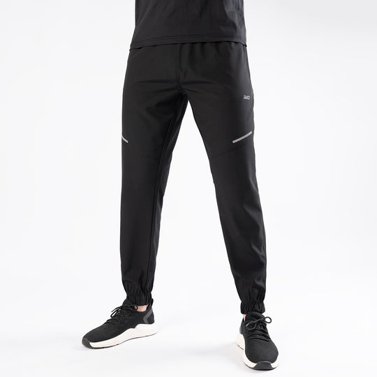 Black Textured Micro Stretch Pants with Reflectors