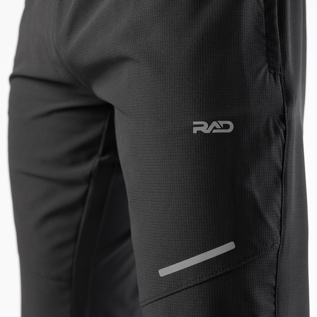 Black Textured Micro Stretch Pants with Reflectors