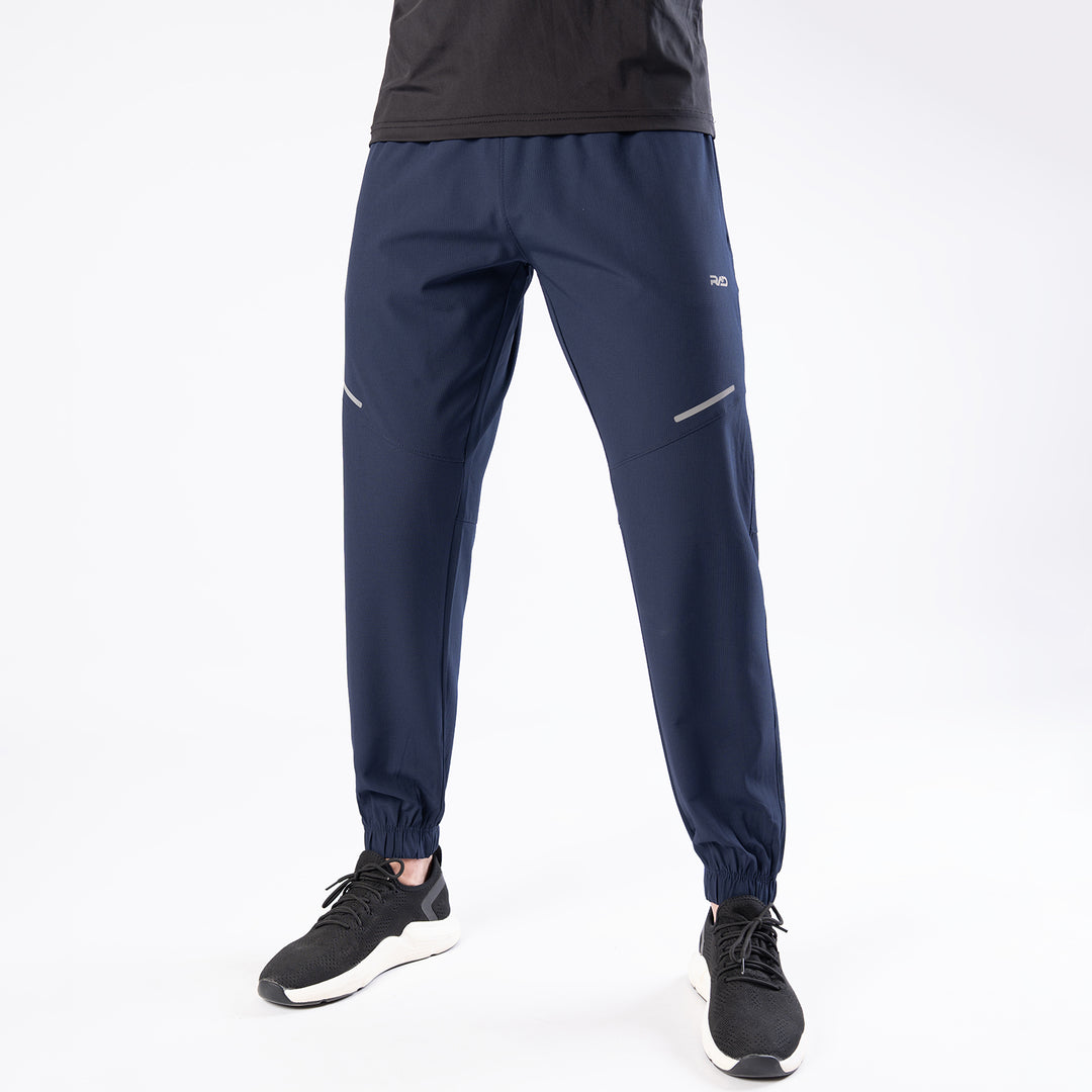 Navy Textured Micro Stretch Pants with Reflectors